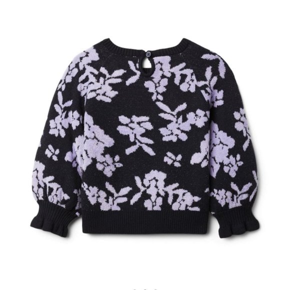 Janie and Jack FLORAL BOUCLE SWEATER Dark Marine Floral - Picture 2 of 9